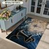 1pc Retro Nautical Anchor Pattern Area Rug, Blue‑Grey Maritime Style, Machine‑Washable & Soft, Classic Modern Design, Perfect