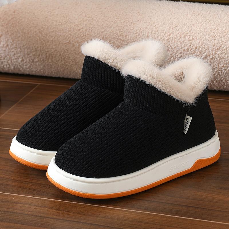 Unisex Winter Warm Closed Heel Thick Sole Non Slip Cotton Shoes For Indoor Outdoor Wear