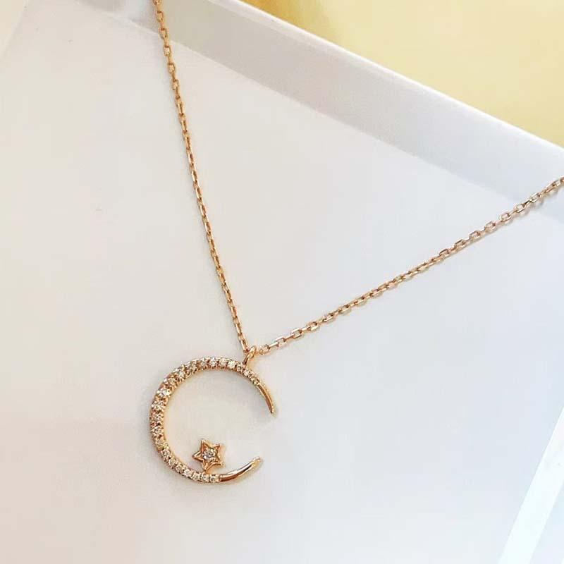 Summer Star Moon Zircon Collarbone Necklace Shiny High-End Minimalist Design