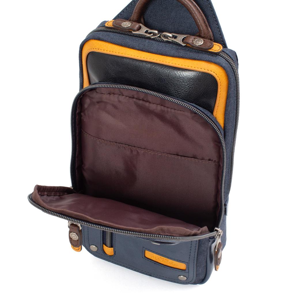 Body One Shrink Synthetic Leather [Mustache] Bag, Shoulder, Men's JEX-4330 (Navy)