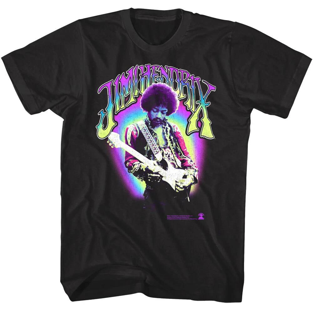 Jimi Hendrix Neon Halo Men s T Shirt Rock Legend Guitar Hero Album Concert Tour M