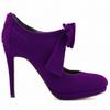 LOSLANDIFEN Nestest Fashion Women High Heels Shoes 11CM Platform Pumps Candy Color Bow Nightclub Flock Wedding  Plus Size