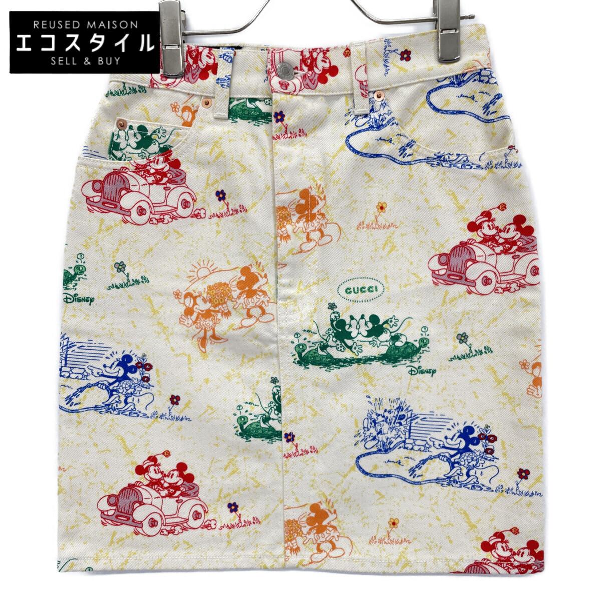 

GUCCI [xDisney] 539778 Ivory Colorful Print Mini Denim Skirt skirt 38 multicolorUsed