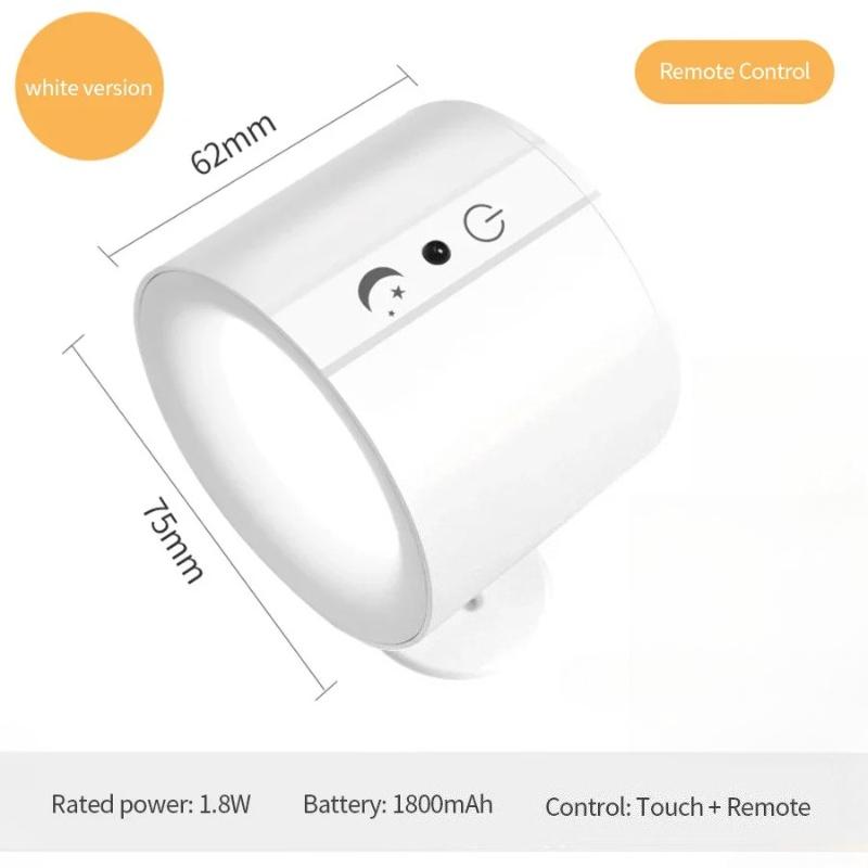LED Wall Sconces Light Touch Control Double Head Wall Lamp 360 Rotatable 3Colors Wall Lights Wireless Night Lights Bedroom Light