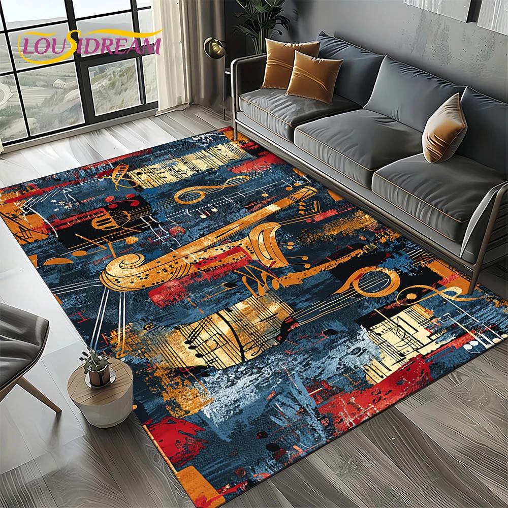 Note Musik Bunt Notenblatt Cartoon Traum Teppich Teppich für Wohnzimmer Schlafzimmer Zuhause Sofa Dekoration, Kinder Rutschfeste Bodenmatte