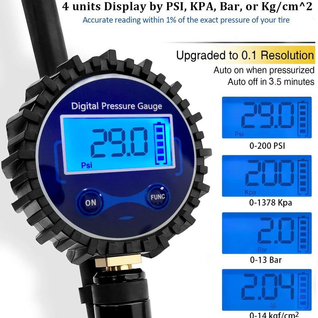 250PSI LCD Display Tire Pressure Gauge Tire Tester Air Pressure Meter Car Tire Pressure Tester