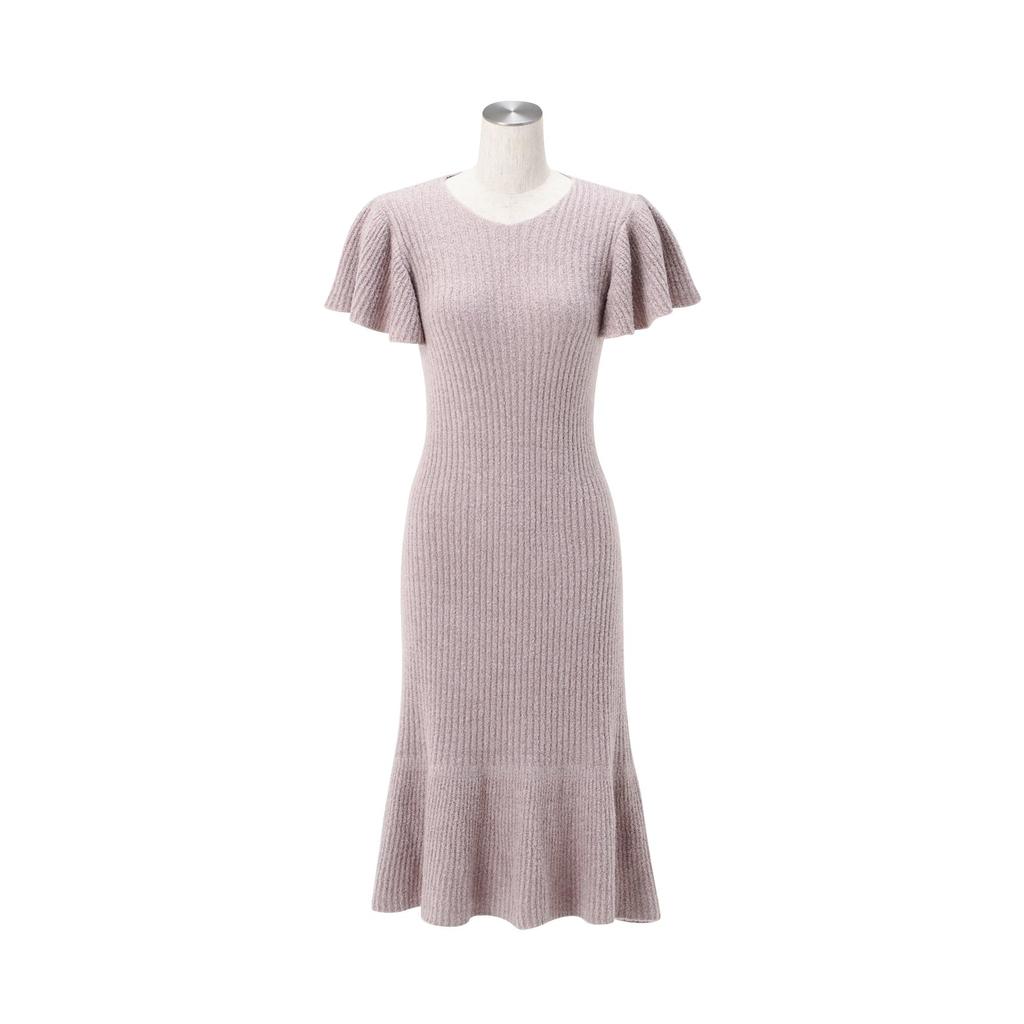 Francfranc Moist Feather Knit Glitter 2025 Relaxed Knit Dress Dress, Pink, Model,