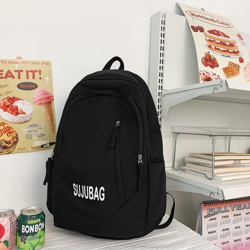 

Backpack Durable Nylon For Students Large Capacity With Air Cushion Straps And Soft Handle Black