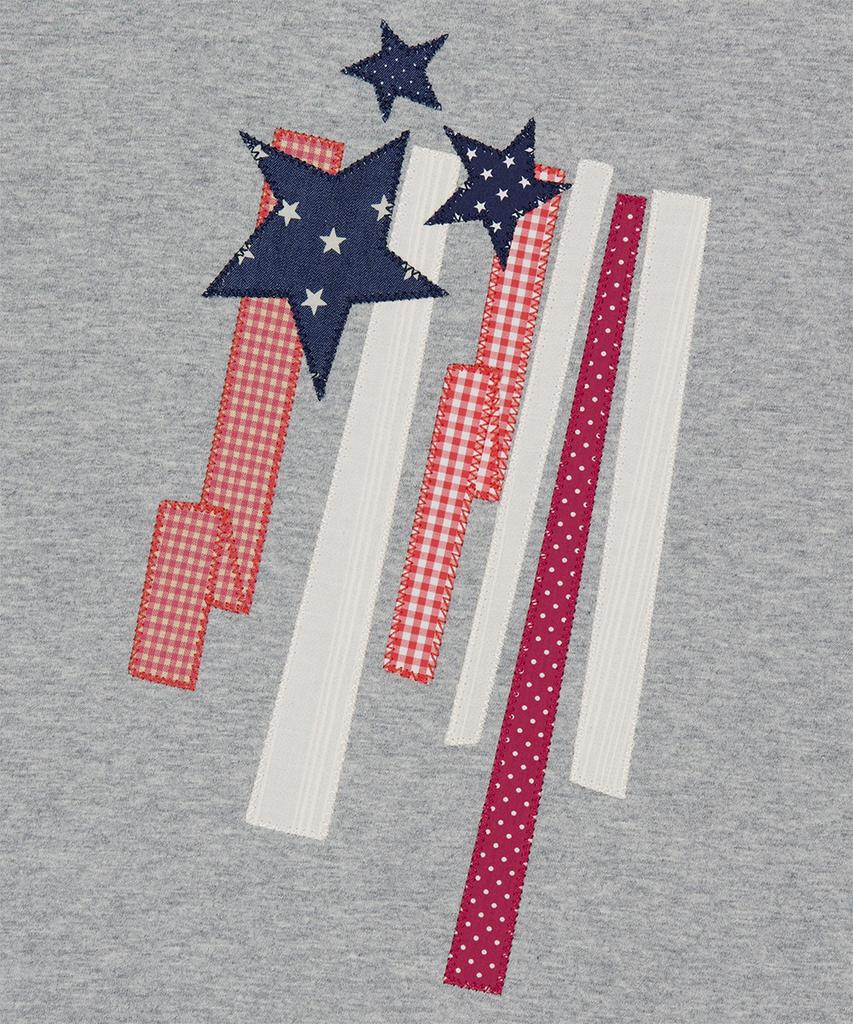 MAHAGRID Flag Applique Ringer Crop Tee Gray(Mg2Gmft513A)