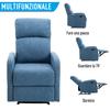 Manual Reclining Relax Armchair with Footrest Capacity 125kg Linen Fabric 67 × 83 × 107cm Blue