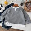 Kids Boys Long Sleeved V-neck T-shirt Spring Autumn Pullover Fake Two Handsome Tops
