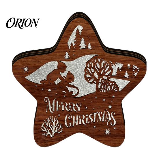 Unique Christmas Gifts 3D Wooden LED Night Light, Hollow Carved Tabletop Decor Seasonal with Warm Glow, Festive Holiday Home And Office Decoration