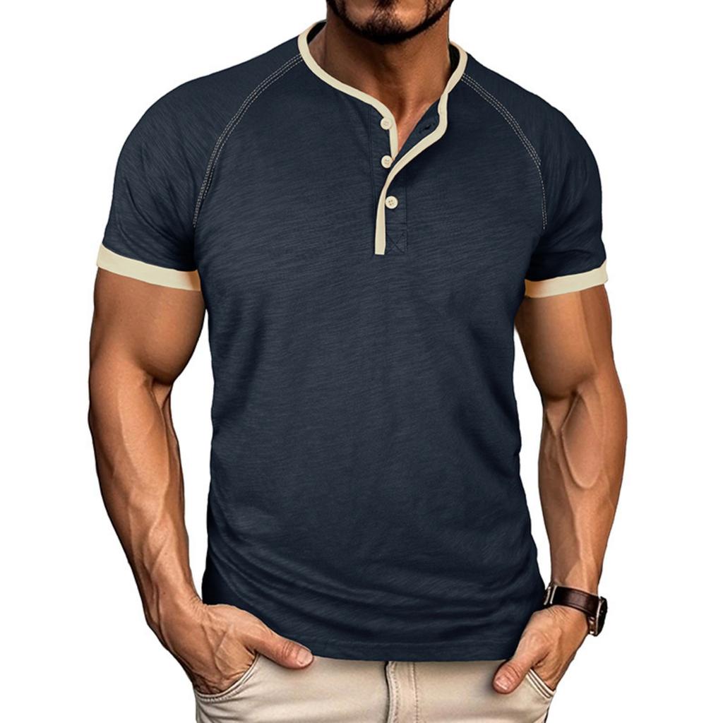 Men’s Slim Fit Lightweight Breathable Raglan Sleeve Henley Neck Short Sleeve Athletic Casual Shirt Top
