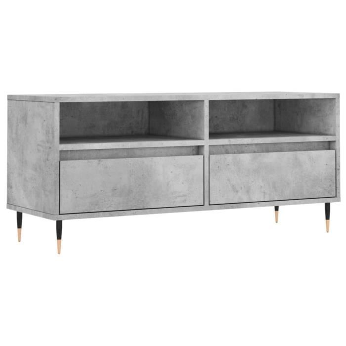 VidaXL Meuble TV gris béton 100x34,5x44,5 cm bois d'ingénierie 831232