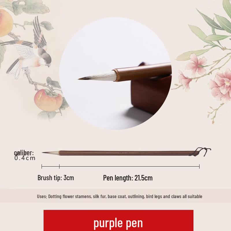 Wolf Hair Gongbi Outline Brush Set for Chinese Painting and Calligraphy - Flower & Bird Detailing Pen