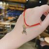 Korean Dongdaemun Rhinestone Teddy Bear Pendant Adjustable Red String Bracelet for Women - Year of the Rat Jewelry