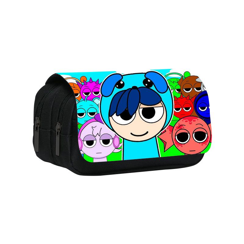Neues Rhythmusbox-bedrucktes doppellagiges Federmäppchen, Sprunki Musikspiel Schulsachen-Tasche für Grund- und Mittelschüler.