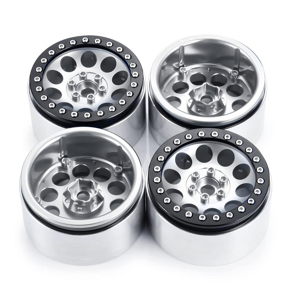 TRZX 2.2-inch Beadlock RC Wheel Rims Set Wheel Hubs for 1/10 RC Crawler Axles SCX10 TRX4 D90 Wraith 90048 90018 (4 Pieces)