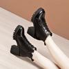 8cm Small Size 32-43 New Soft Leather Boots Platform Shoes Fall Winter 2025 Block High Heels Short Fur Ankle Boots Office Mom