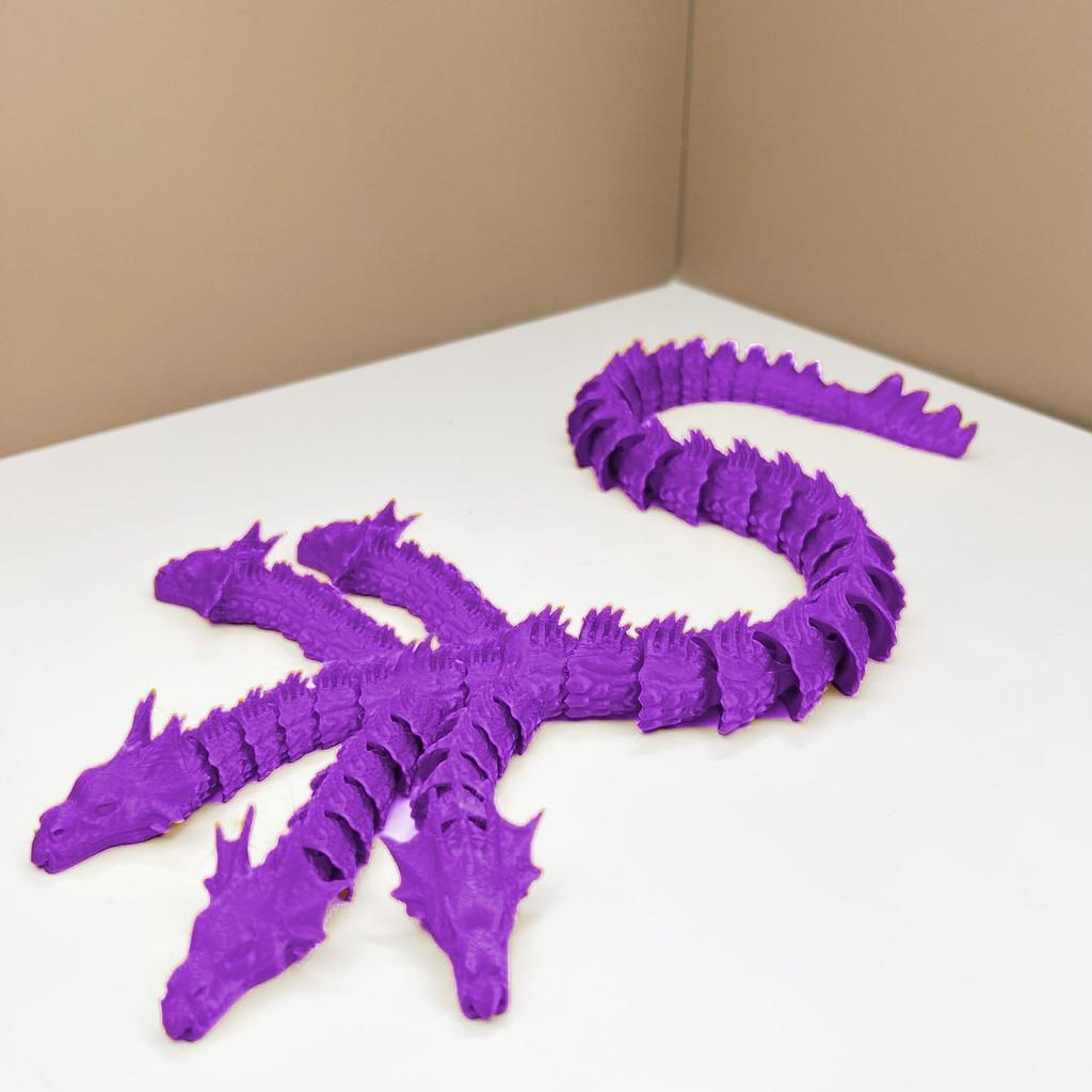 3D Printed Five-Headed Snake Dragon Ornament - Integrated Joint Movable Decoration For Home And Office