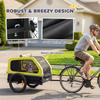 Dog Bike Trailer with Flip-Down Ramp Tailgate, Quick Release Frame, Universal Bicycle Coupler, Reflectors, Yellow