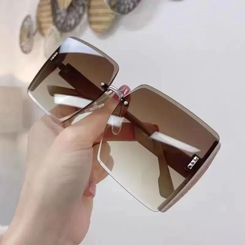New Vintage Square Sunglasses Woman Classic Retro Gradient Mirror Frameless Sun Glasses Female Fashion Rimless