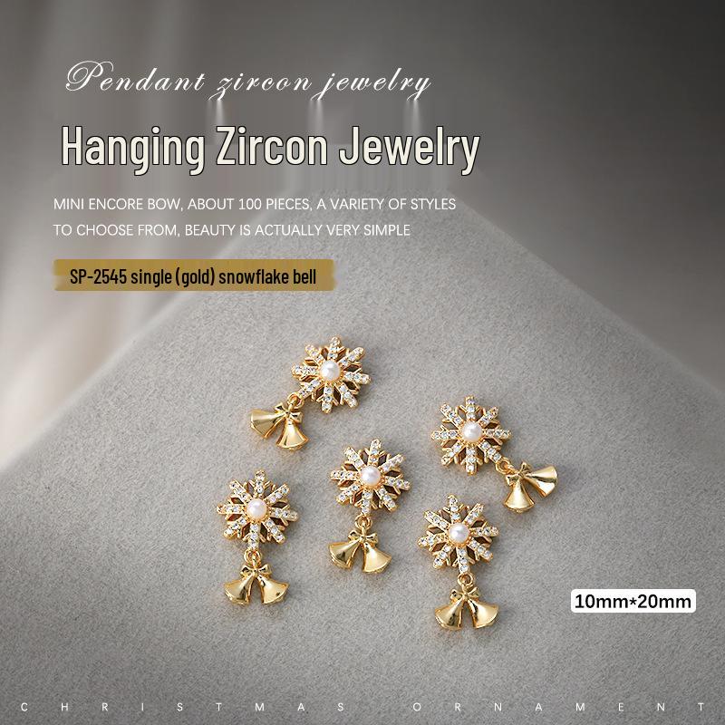 

Рождественский шарм для ногтей «Снежинка» с жемчугом и цирконом - 1 шт.