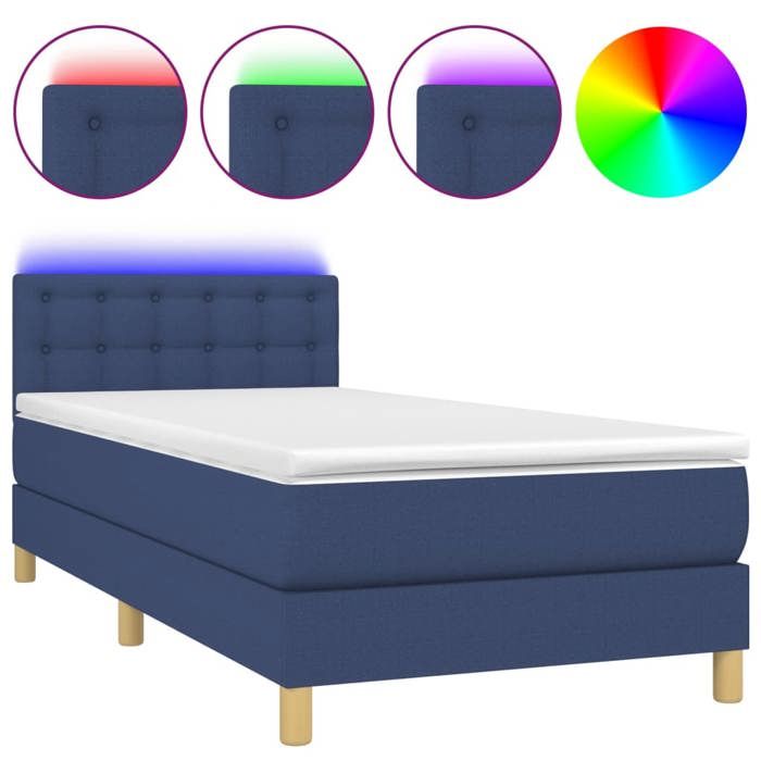 Maison Exclusive - Sommier à lattes de lit avec matelas LED Bleu 100x200 cm Tissu