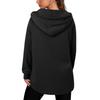 Women's Solid Color Zipper Drawstring Pocket Pullover Top Sweatshirt