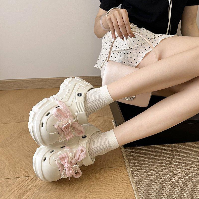 Fashion Butterfly-Knot Slippers Women Summer Cover Toe Slides Soft Butterfly-knot Sweet Butterfly-Knot Cover Toe Slippers Women Summer S