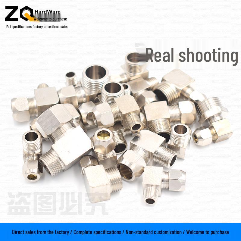 Nickel-Plated Copper Elbow Pipe Fitting (Right-Angle, 1/2" 2/3" 3/4", 6-14mm for Oil Pipes)