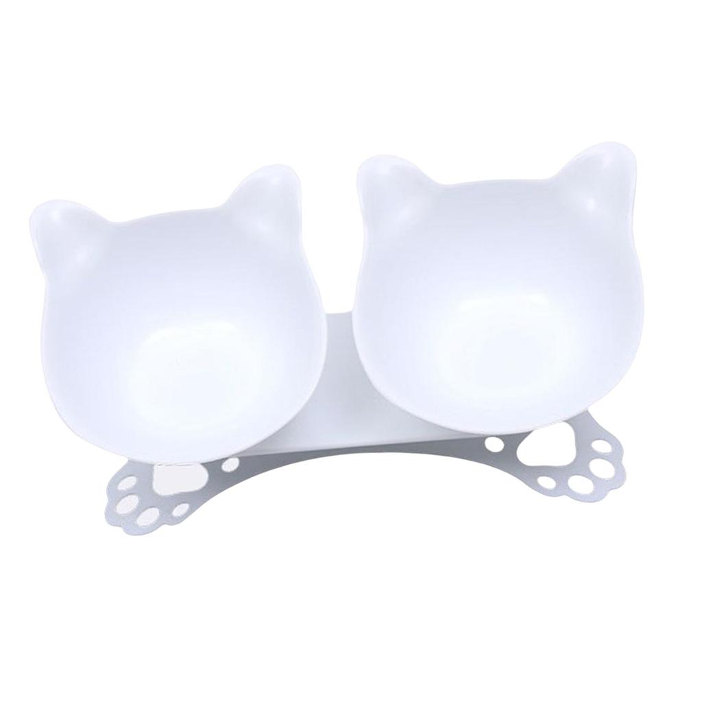 Double Elevated Cat Bowls Feeder Detachable Inclined Portable Drinking Bowl Water Dispenser