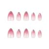 24 Pieces French Pink Gradual Change Nail Art Finished Internet Celebrity Glitter Short Short Pointed Wear Armor