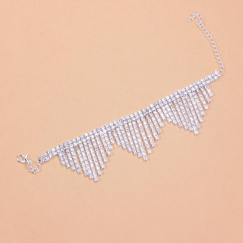 Bratara de gleznă boho cu lanț tenis cu strasuri, bijuterii en-gros pentru picior, brățară simplă cu lanț pentru gleznă, accesorii de petrecere și plajă