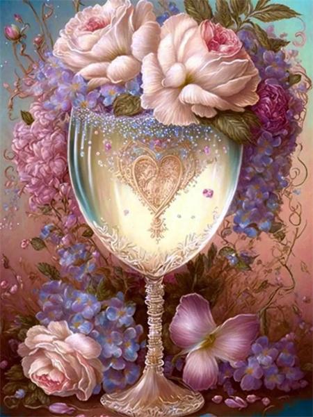 

5D Diy Алмазная картина Чашка Роза Домашний декор Полный квадрат Круглая вышивка Пейзаж Цветочная мозаика Настенное искусство Full Round 20x30CM