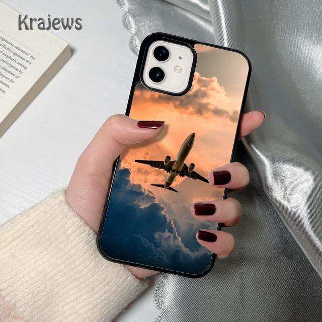Krajews Airplane Plane Travel soft Phone Case Cover For iPhone 17 Air 16 15 14 plus 12 13 pro max coque Fundas
