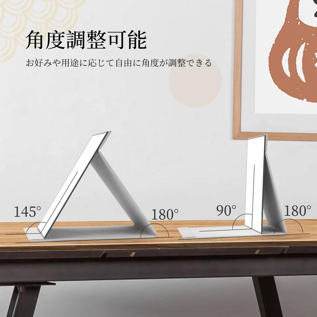 OWLKELA Tabletop Compact Folding Hand Stylish Stand Leather Cover Large L White Mirror, Mirror, Mirror, Mirror, & Break-resistant & Mirror, Size,