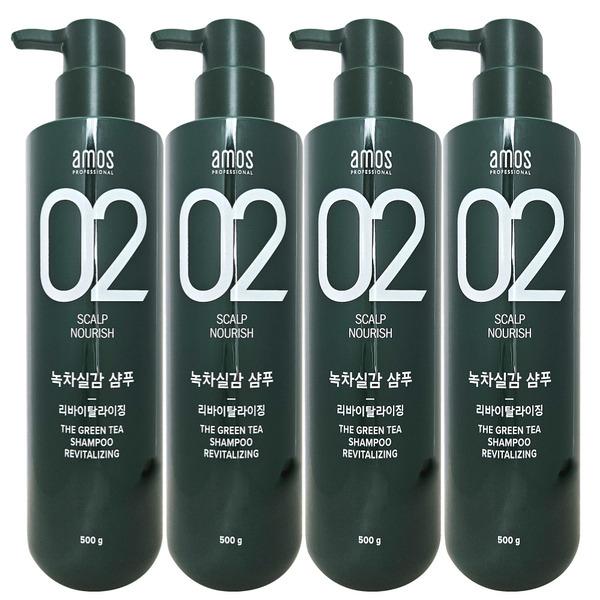 AMOS Green Tea Revitalizing Refreshing Shampoo for Oily Hair 500g x 4