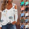 U Women's Fashion Casual Long Sleeve V Neck Blouses & Shirts