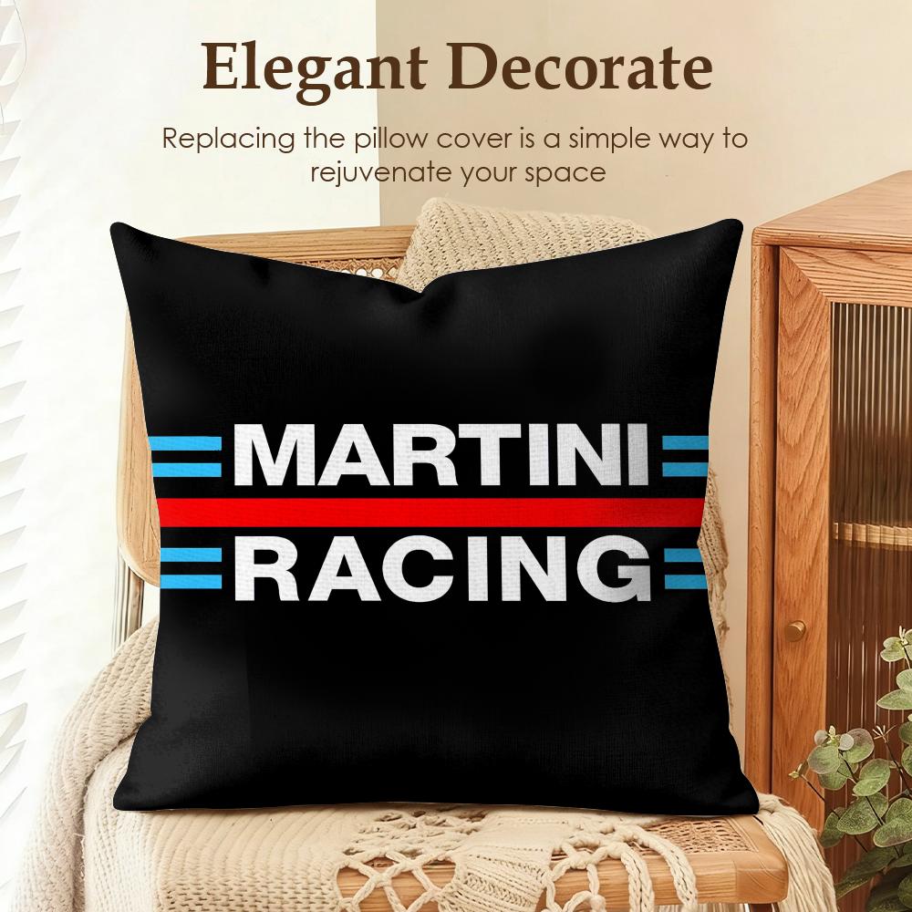 Fashion M-Martini Racing Cushion Cover Natural Linen Organic Fabric Double-Sided Printing Sofa Home Decor Gift Pillow Case