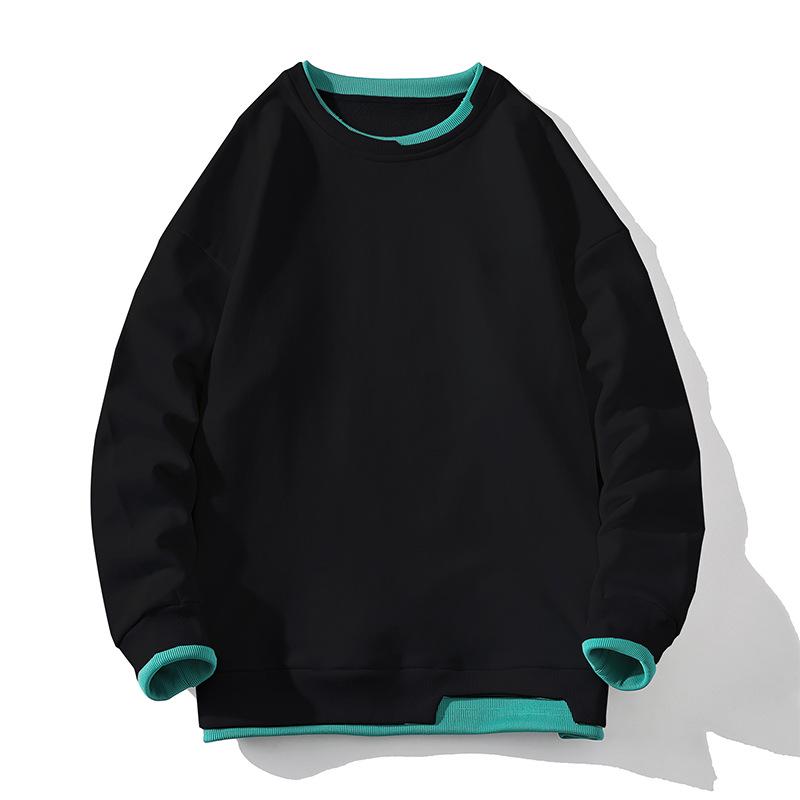 

Модный Мужской Худи Большого Размера с Двумя Слоями и Принтом из Douyin с Бесплатной Доставкой - Повседневный Стиль с Опущенными Плечами 2025 для Пар L