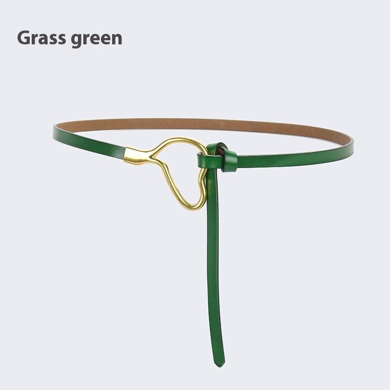 Curea de piele pentru femei cu decorațiune înnodată cu cămașă de rochie, simplă și versatilă, piele de vacă pură, curea subțire