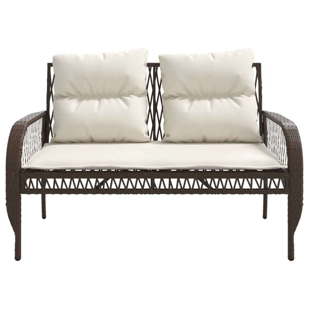 4 Piece Garden Sofa Set with Cushions Brown Poly Rattan