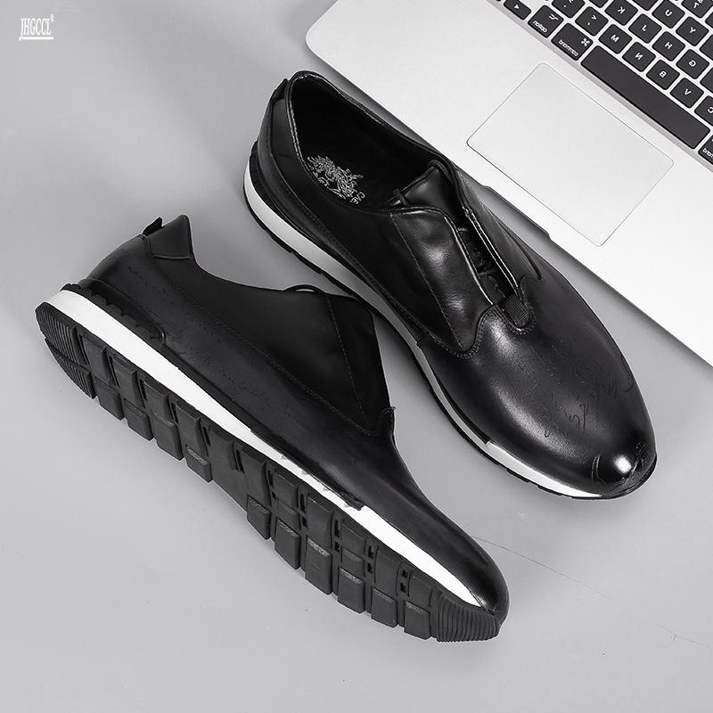 

Brand designer men s boots High quality thick low river leather loafers casual board shoes boots Zapatos Hombre A21 46 чёрный