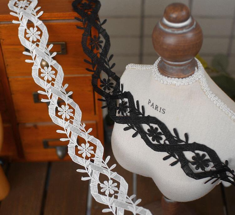 2 Yards Unique Design 2023 New Polyester Embroidered Flower Lace Trim Wedding DIY Lace Ribbon Love Handmade Sewing Crafts 3.7cm