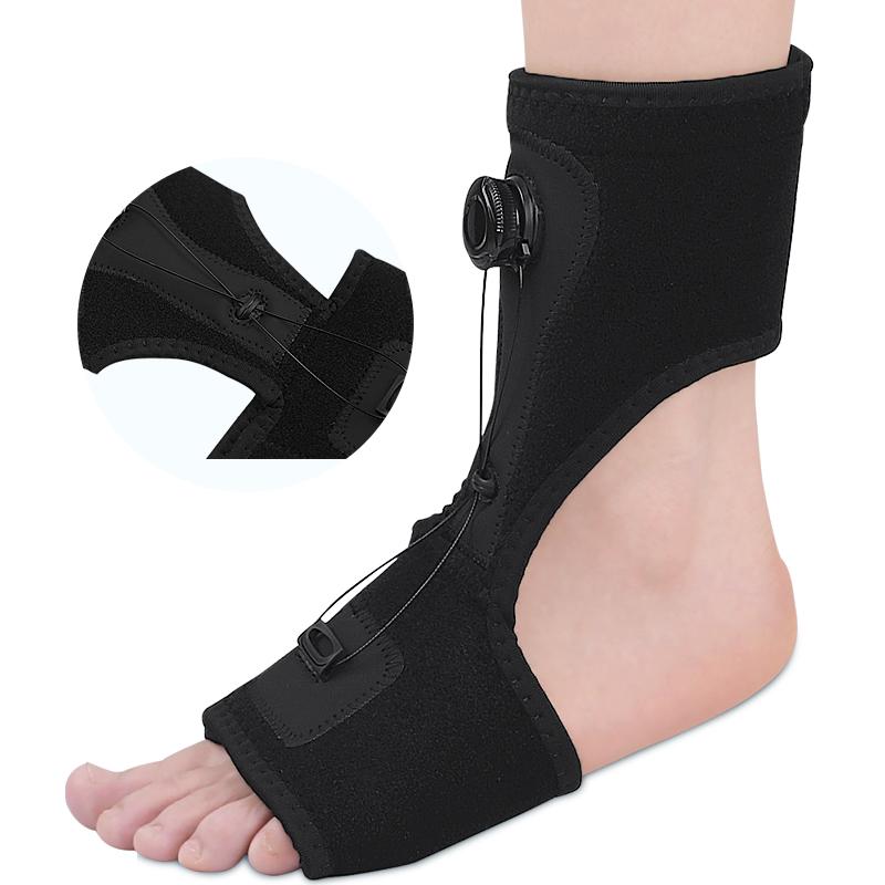Adjustable Foot Drop Splint Unisex Plantar Fascia Foot Support Ankle Fixation Brace for Night Use Nylon чёрный