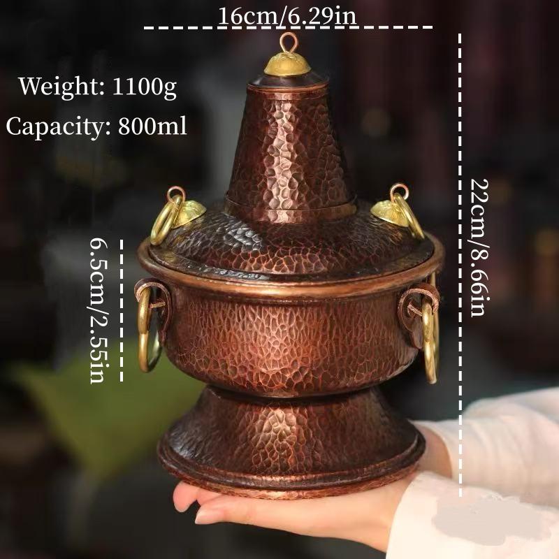 Multifunctional Pure Copper Hot Pot Handcrafted Vase Leaves Coffee Beans Container Incense Burner Tea Leaf Canister Storage Box
