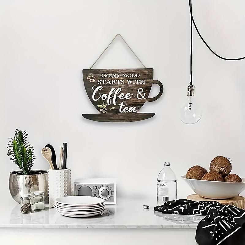 1pc Rural Coffee Tea Wooden Signboard Farmhouse Kitchen Decoration Retro Festival Wall Decoration Bar Decoration