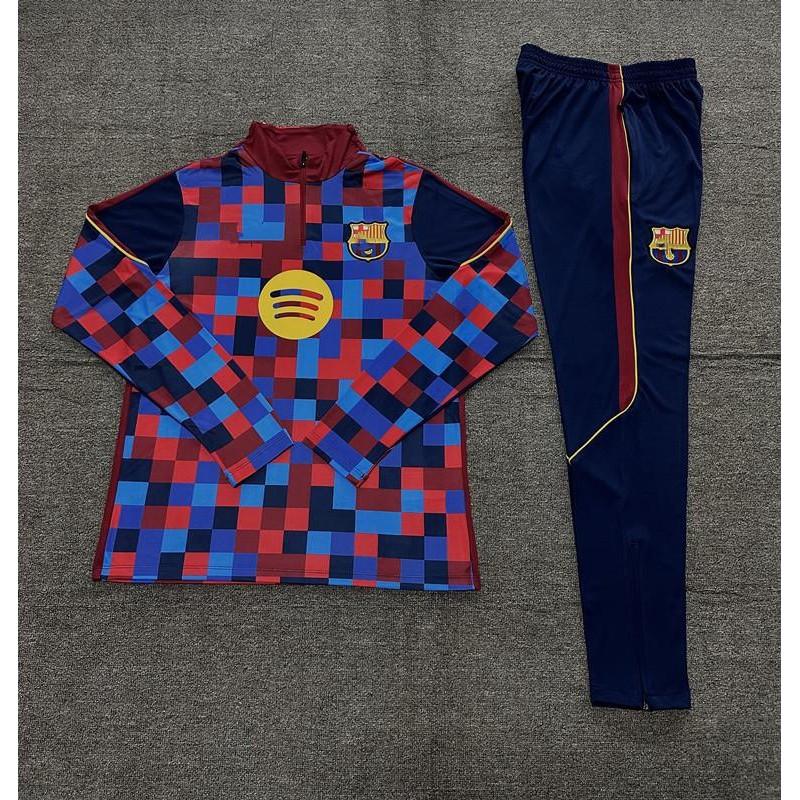 26/27 Barcelona Half-Zip Training Suit Men Women Sports Fitness Running Soccer Tracksuit