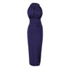 Elegant Women's Slim Fit Halter Neck Dress with Waist-Cinched Flowy Skirt and Side Slit